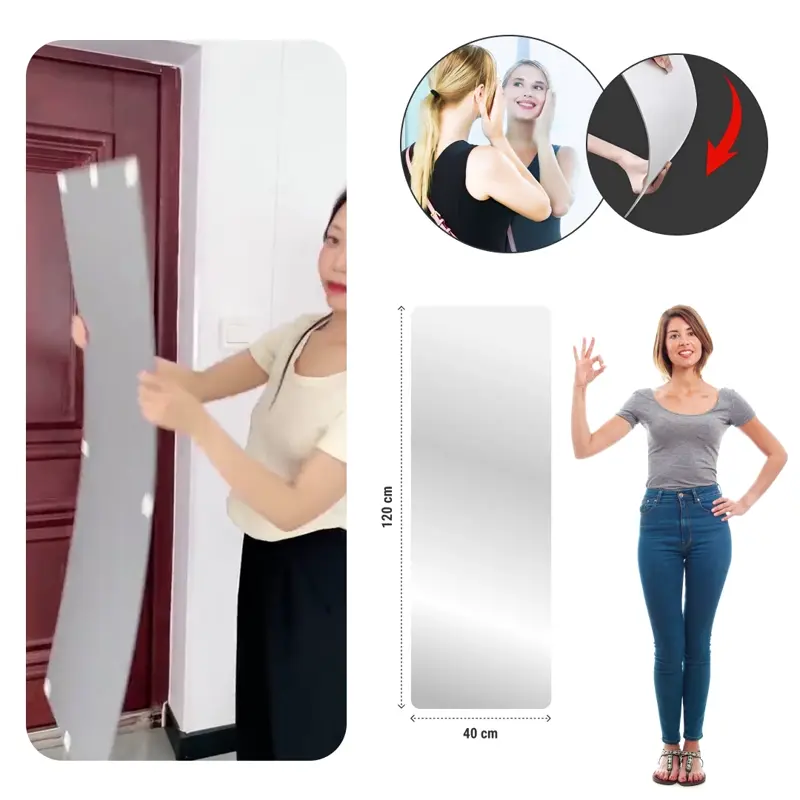 MirrorFlex™ espejo acrílico flexible autoadhesivo 120 x 40 cm